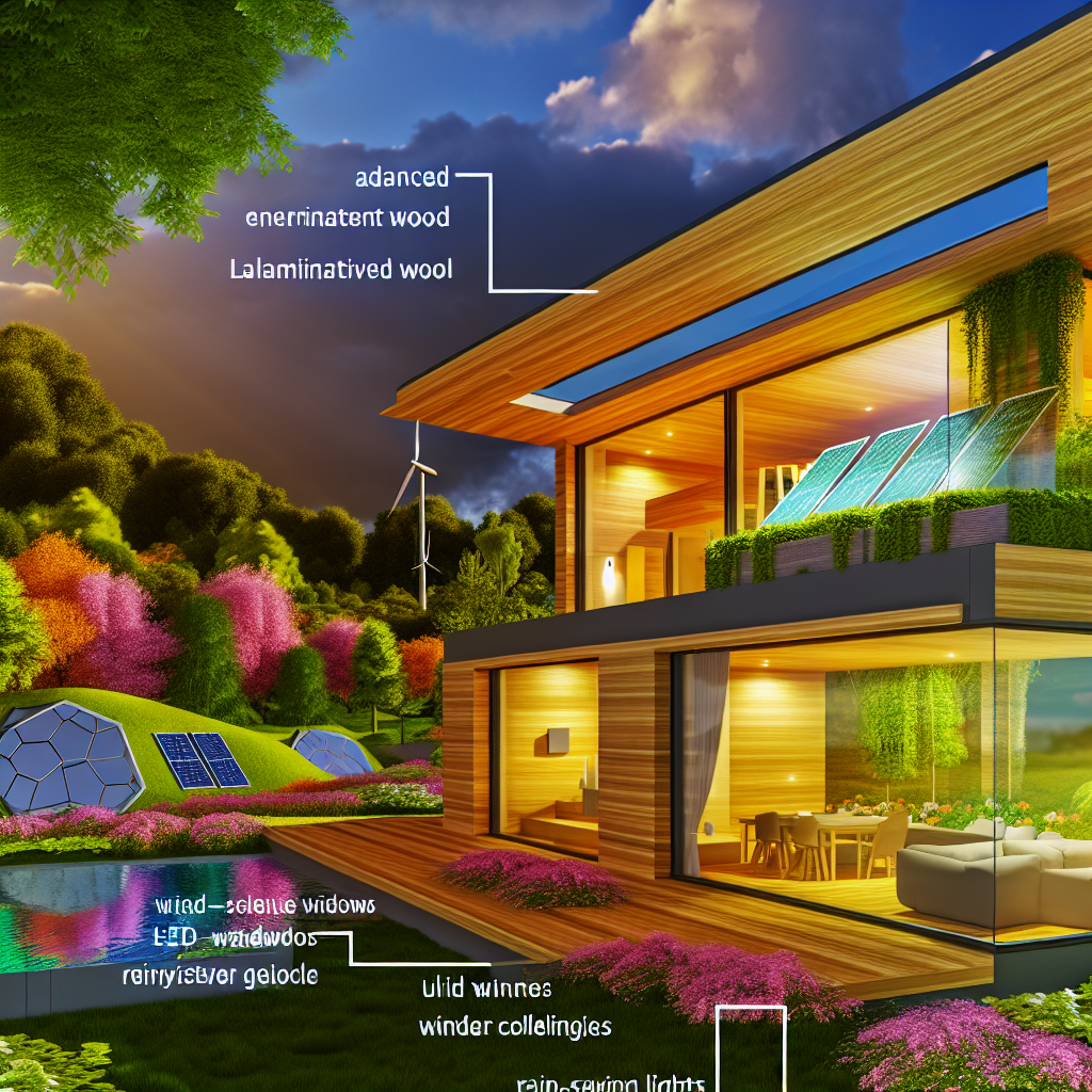 Uma casa moderna de madeira laminada aninhada numa paisagem luxuriante, g